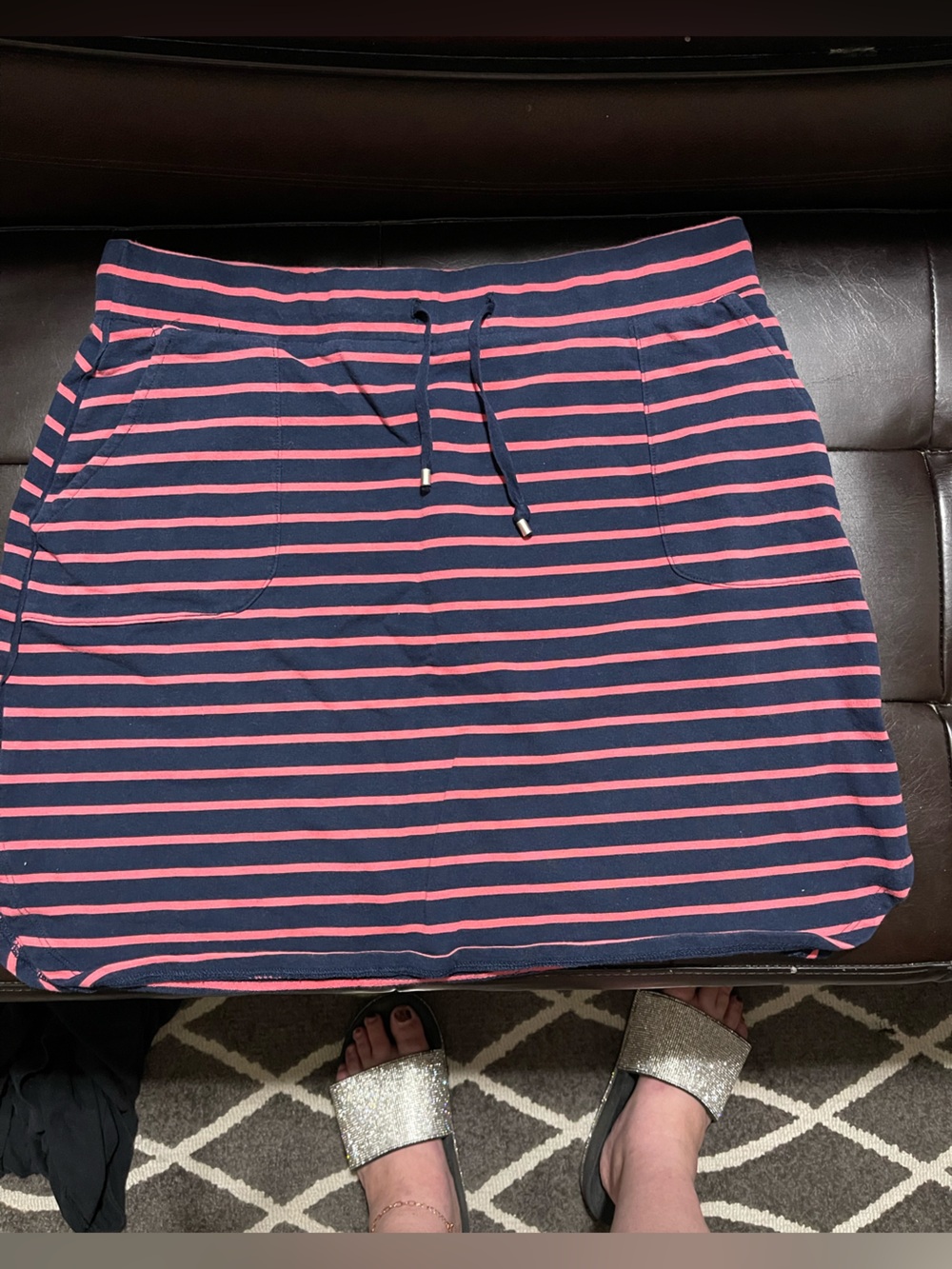 Navy and Pink Striped Skirt